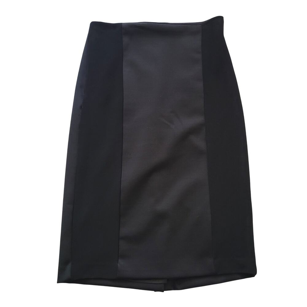 MNG Suit Size S Black Panel Pencil Skirt Back Zip Knee Length Professional